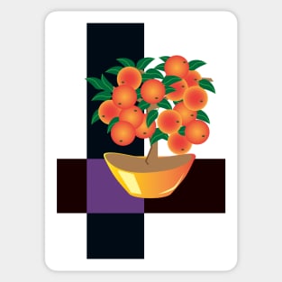 Tangerine tree in a golden vase Sticker